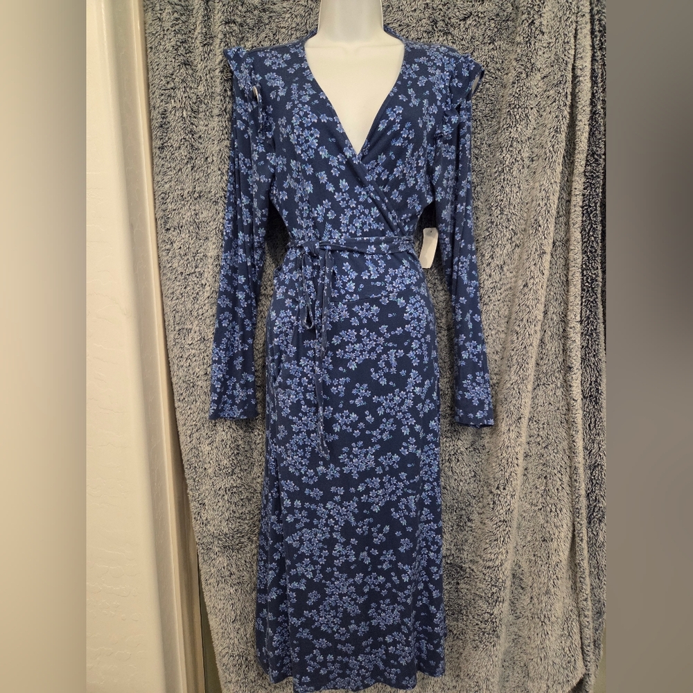 NWT Draper JAMES Floral Blue Wrap Midi Dress
